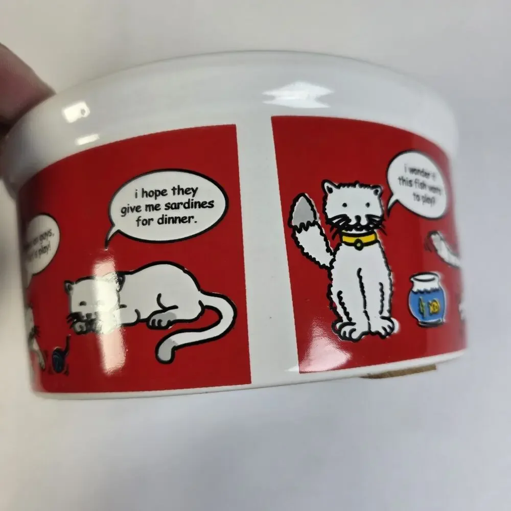 Signature Housewares Talking Cat By Riviera Van Beers Pet Bowl Stoneware 6x3